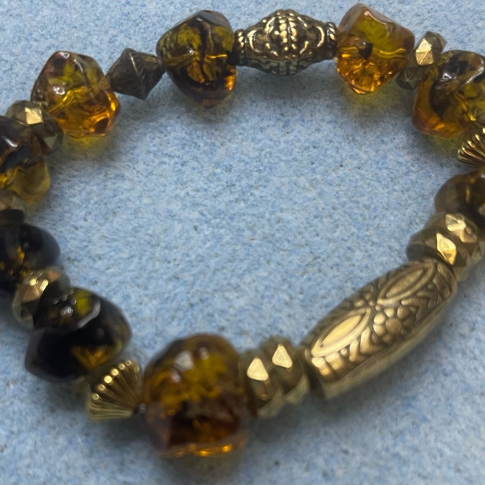 Gold and Brown Beaded Bracelet Jewelry